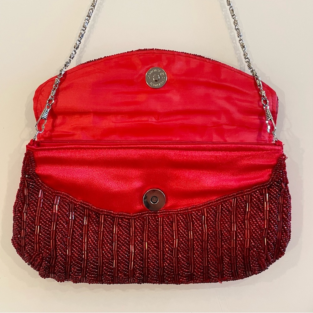 BIJOUX TERNER Red Beaded Evening Clutch Purse - Picture 4 of 10